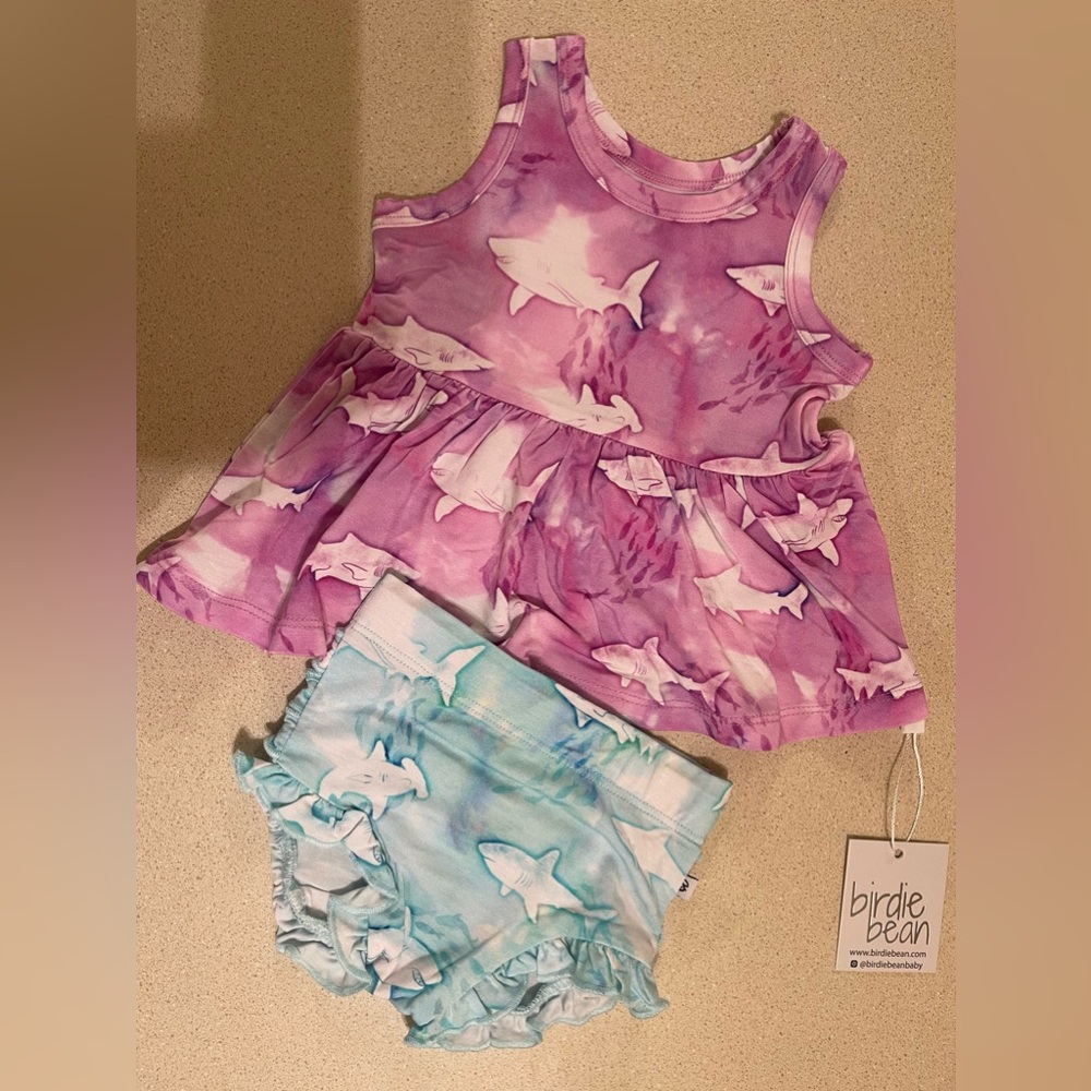 🎀 NEW! • Birdiebean • Baby Bamboo - Bubble shorts and tank top | 0-3 months